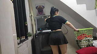 My Step-cousin Arrives During the time that I'_m Doing the Laundry, This guy Records Me and FuckI was washing my clothing and my kinky step-cousin stalks me and I must fuck him so This guy have a right to lend me the washing machine.