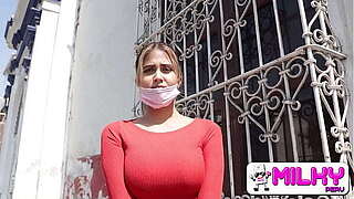 Sorry, I have a lover awaiting at home! Charming breasty young lady caught in public.