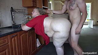 Lustful spouse drilled his obese in the cook-room
