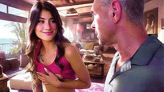 Concupiscent stepdaughter filming herself with a fake penis for her fans acquires caught by her stepdad - costless porn