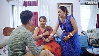Desi Indian spouse teaches u whence to satisfy 2 desi wives at the same hour ( Overall Three-some Video )