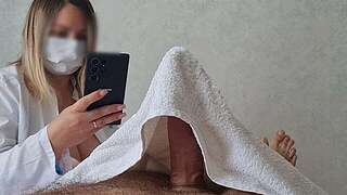 That babe didn't wait that his dick could wake up from a massage, and build jerking off for him