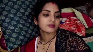 Indian glamorous juvenile lady erect sex relation with her servant in rear of spouse in midnight
